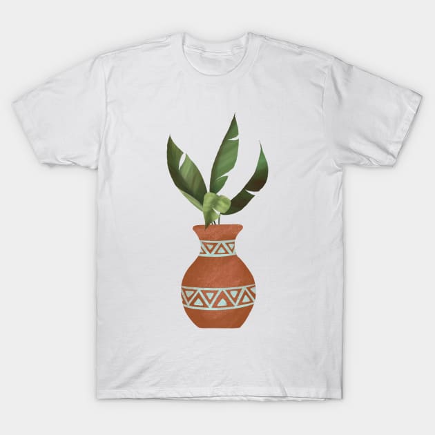 Banana Leave in Terracotta Pot T-Shirt by ChloesNook